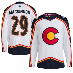 Authentic Adidas Adult Nathan MacKinnon White Reverse Retro 2.0 Jersey - NHL Colorado Avalanche